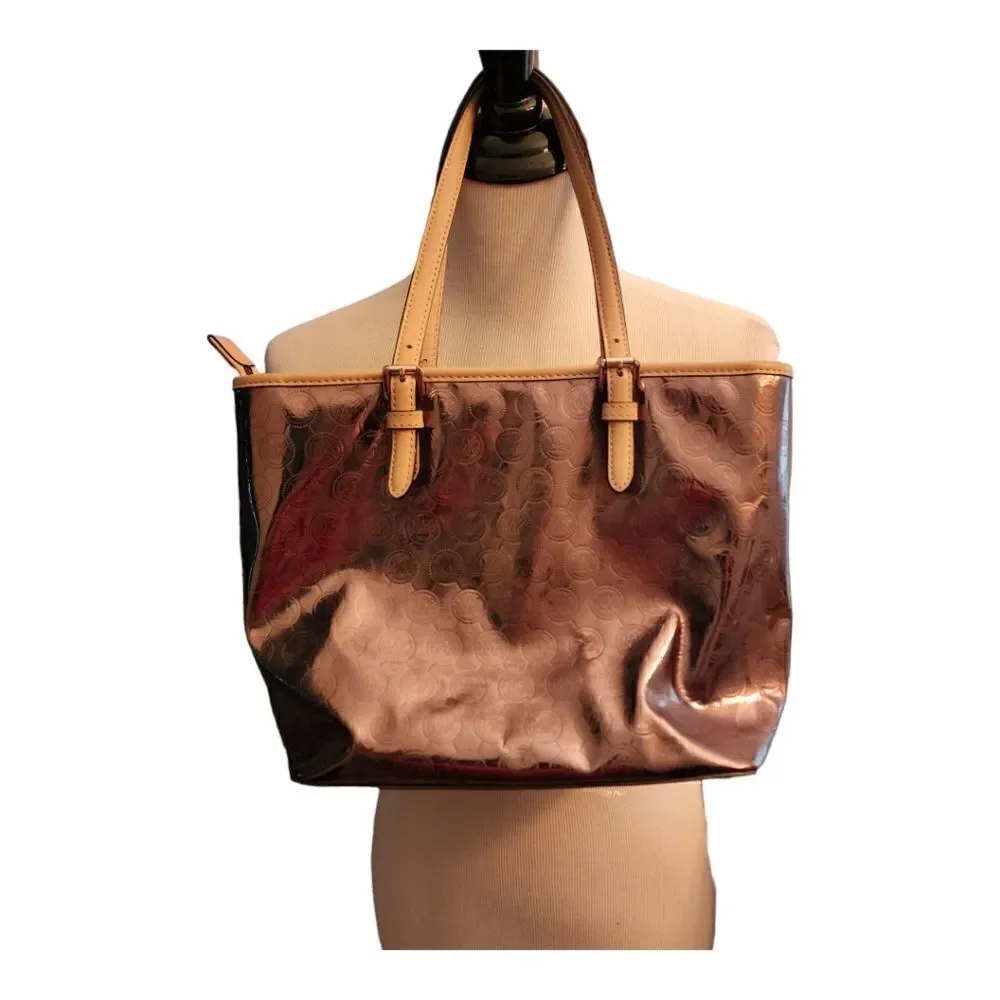 Michael Kors Patent Logo Monogram Tote Bag